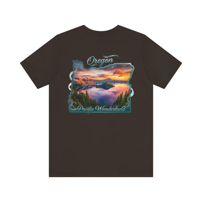 Oregon Pacific Wonderland T‑Shirt — Scenic Sunset State Map Tee