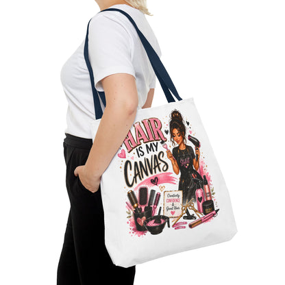 Hair Is My Canvas Tote Bag — Stylist Makeup Artist Cosmetic Accessories Tote