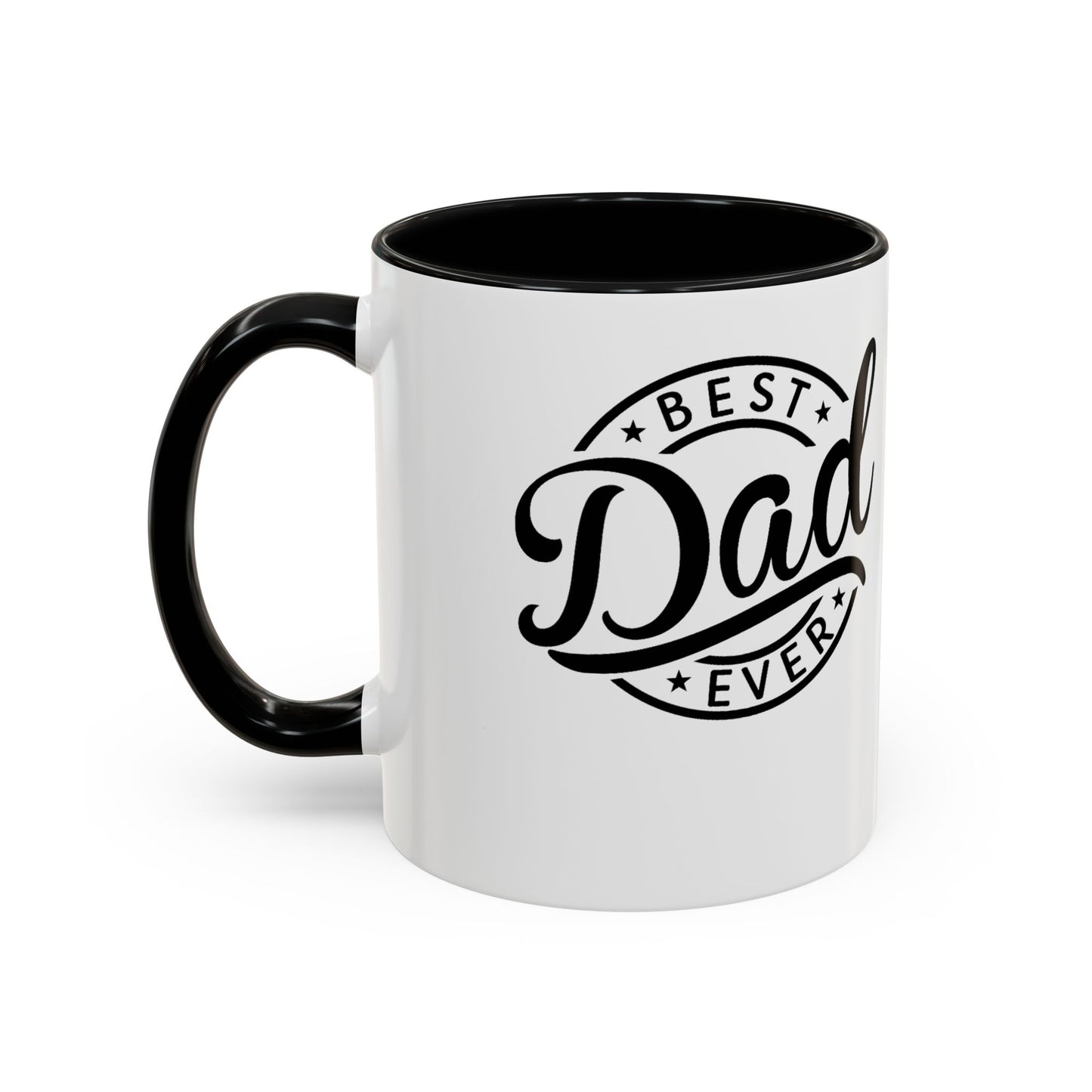 Best Dad Ever Accent Coffee Mug — Black Handle & Inner Rim, Father's Day Gift (11oz & 15oz)