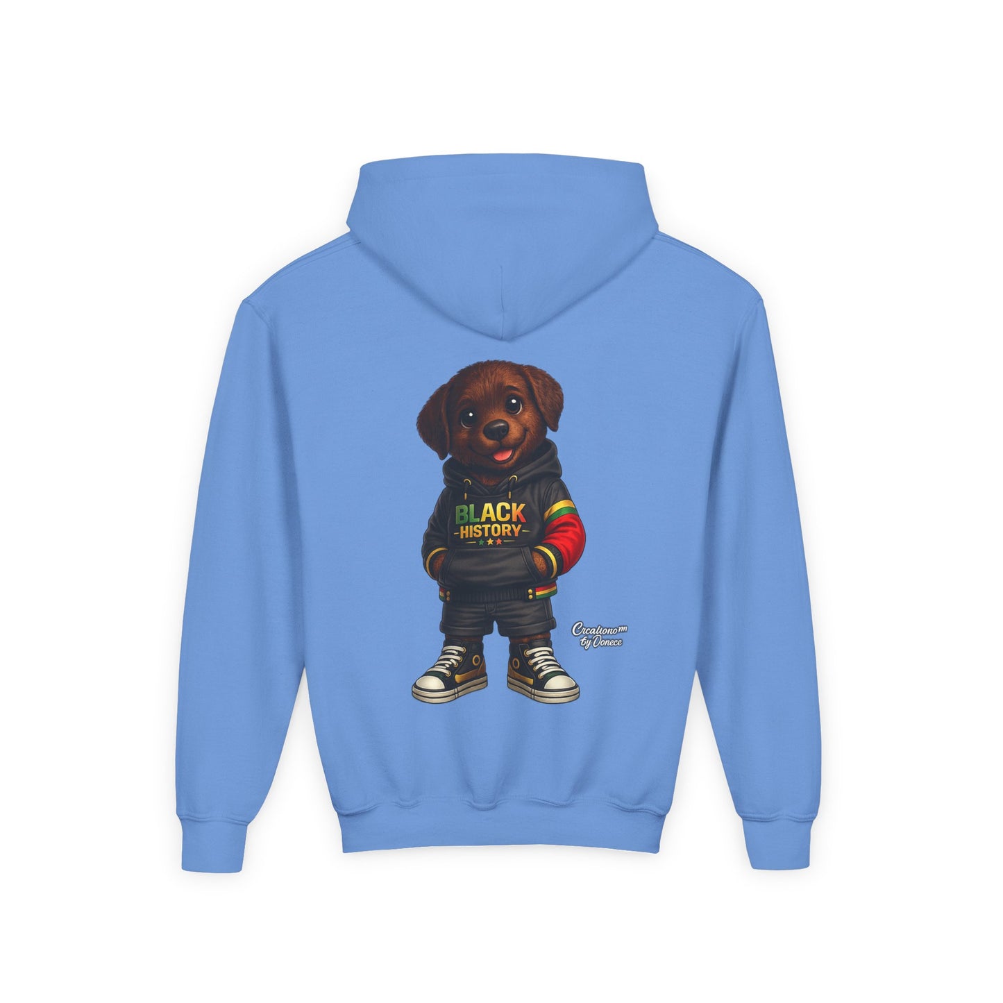 Youth Hoodie - Cute Rottweiler Puppy 'Black History' Graphic Sweatshirt for Kids
