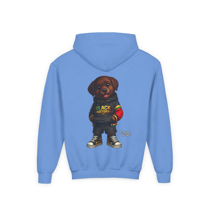 Youth Hoodie - Cute Rottweiler Puppy 'Black History' Graphic Sweatshirt for Kids