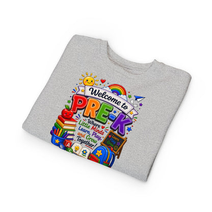 Welcome to Pre-K Toddler Sweatshirt – Colorful Back-to-School Pre-K Kids Crewneck