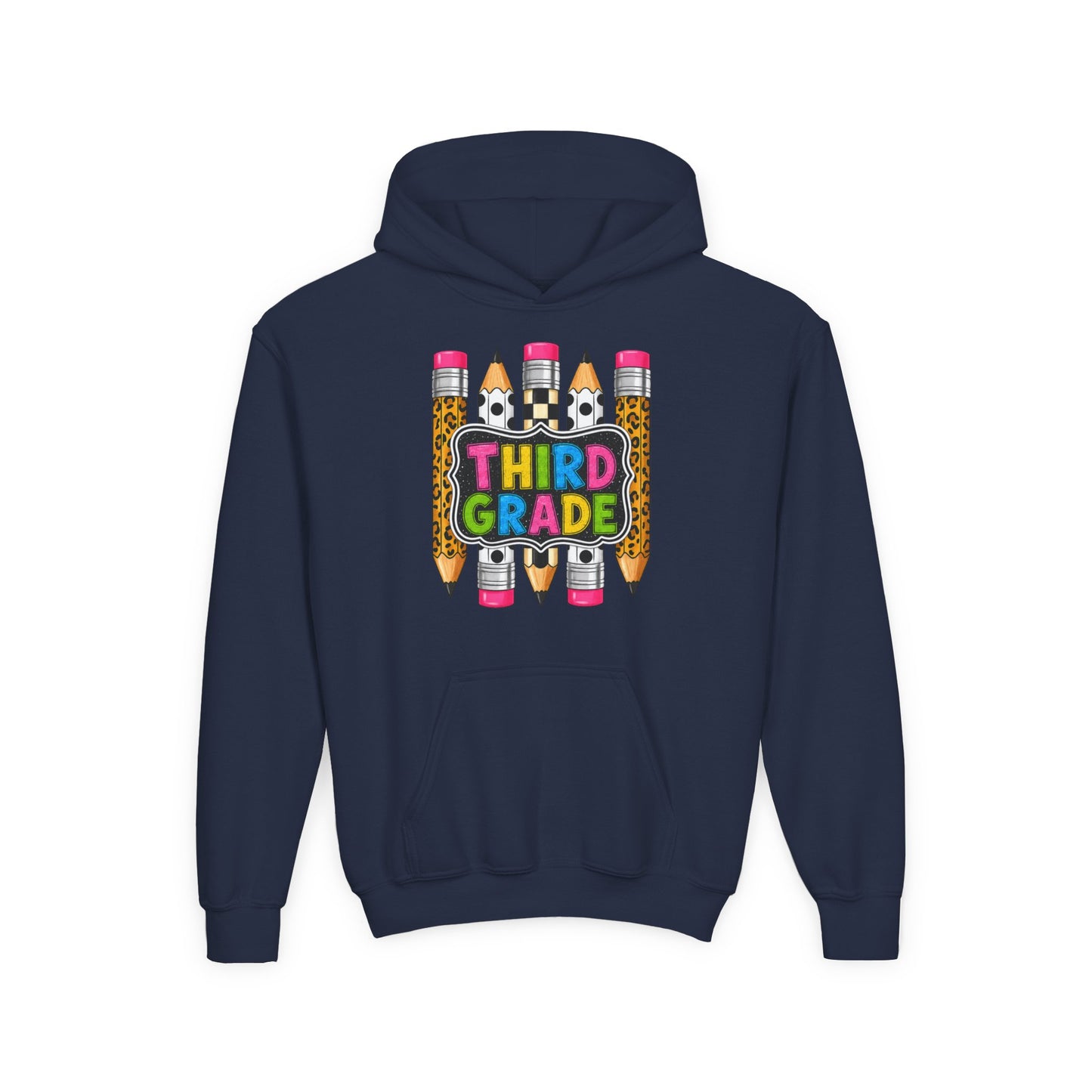 Third Grade Kids Hoodie — Cute Pencil Back-to-School Sweatshirt