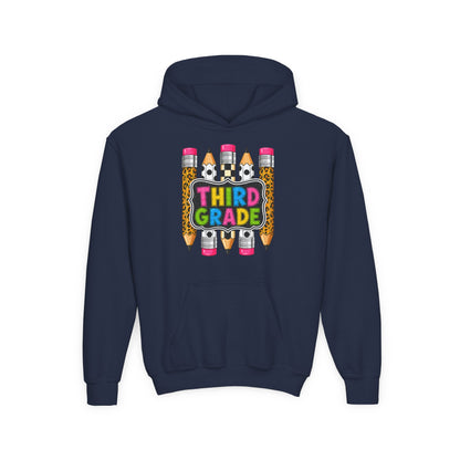 Third Grade Kids Hoodie — Cute Pencil Back-to-School Sweatshirt