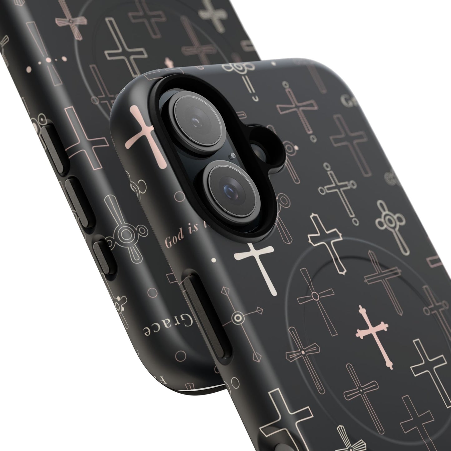 Magnetic Phone Case — Black Crosses "Grace" Protective Cover