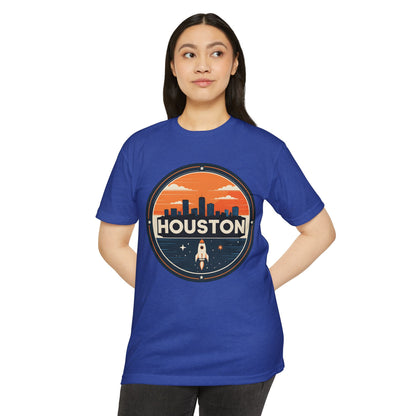 Houston Rocket City T-Shirt — Retro Skyline Space Graphic Tee