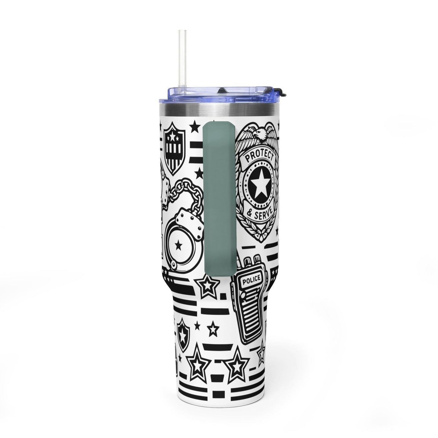 Tumbler — 'Police Dad' 40oz Vacuum Insulated Travel Mug (Patrol Badge Design)