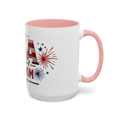 USA 250 Years of Freedom Accent Coffee Mug – 1776–2026 Patriotic Fourth of July Gift
