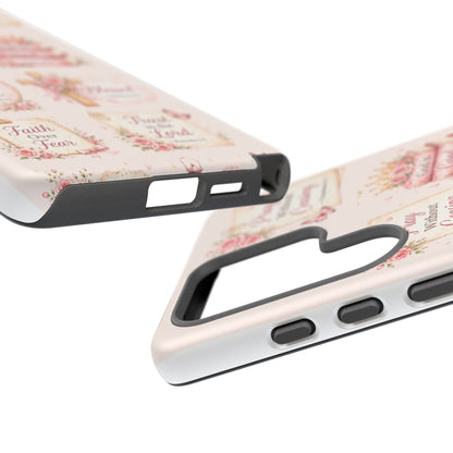 Christian Floral Phone Case — "Pray Without Ceasing" Faith Cross Design
