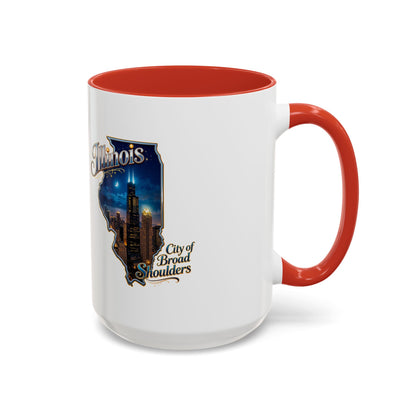 Illinois Skyline Accent Coffee Mug – City of Broad Shoulders Chicago Design (11/15oz)