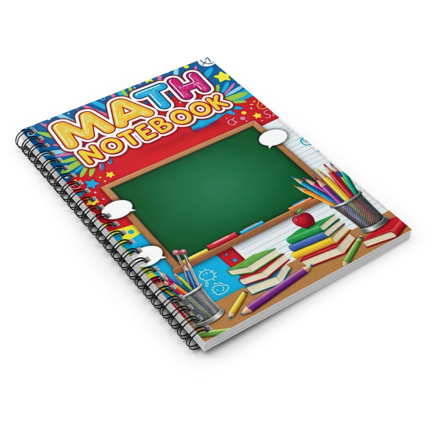 Math Notebook Spiral Ruled - Colorful School Journal for Kids