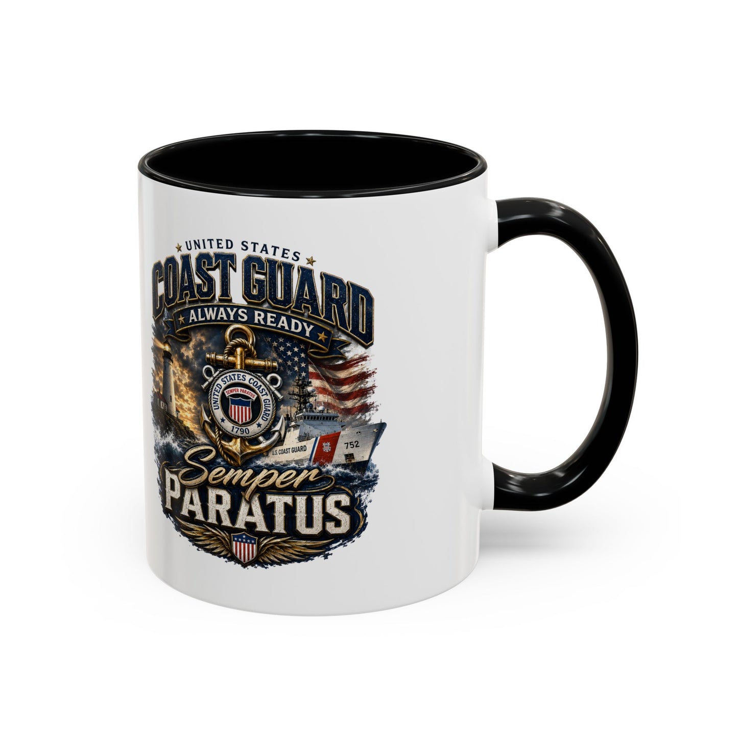 Coast Guard Semper Paratus Accent Coffee Mug – Patriotic Military Gift (11/15oz)