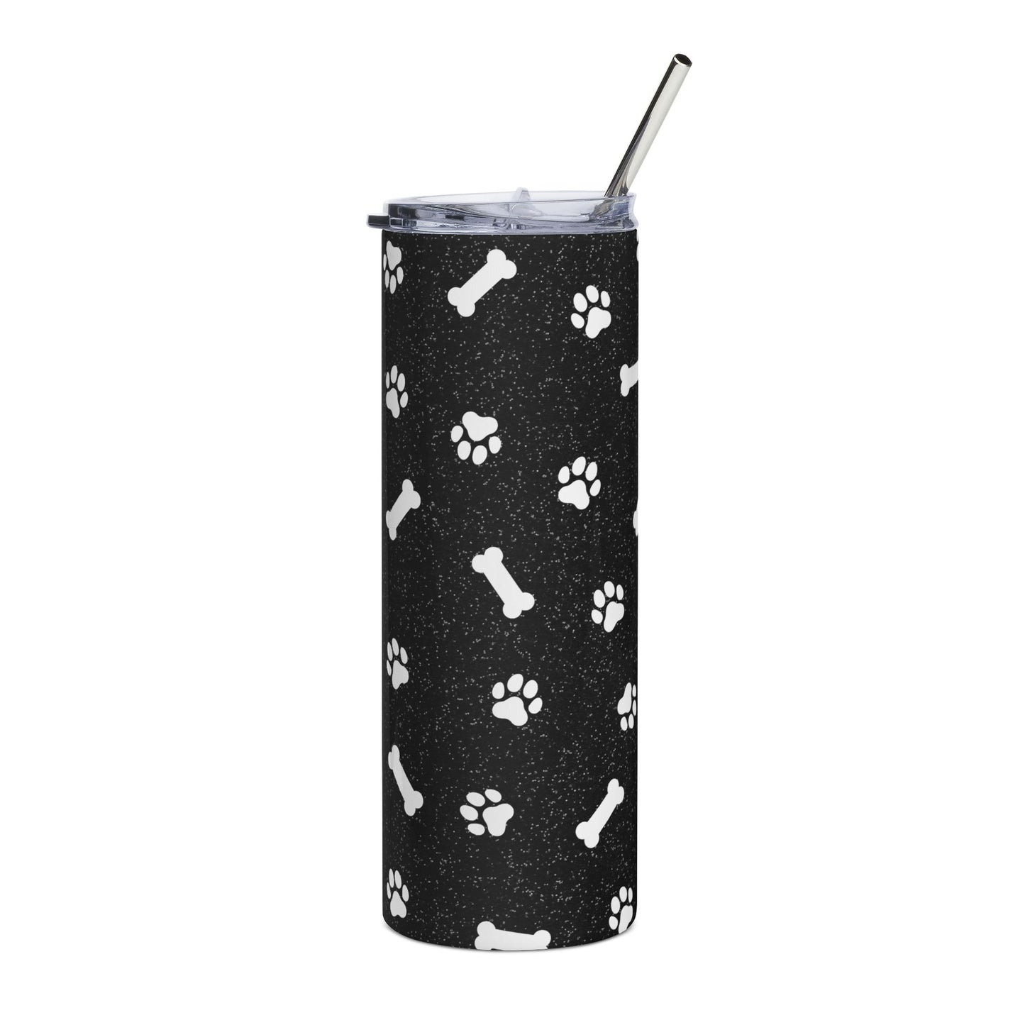 20oz Stainless Tumbler — Black Paw Prints & Bones Travel Cup