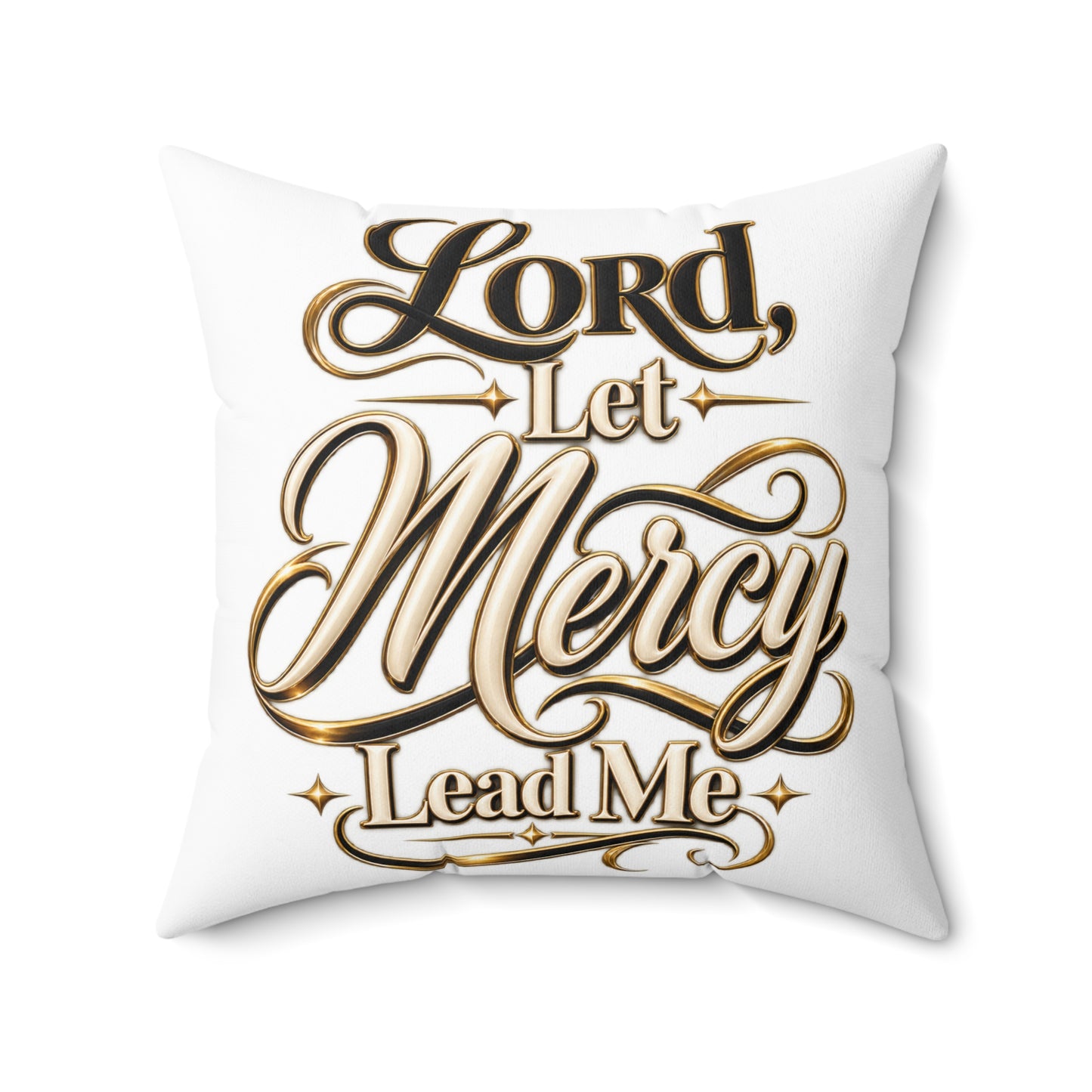 Spun Polyester Pillow — "Lord, Let Mercy Lead Me" Religious Decorative Throw Pillow