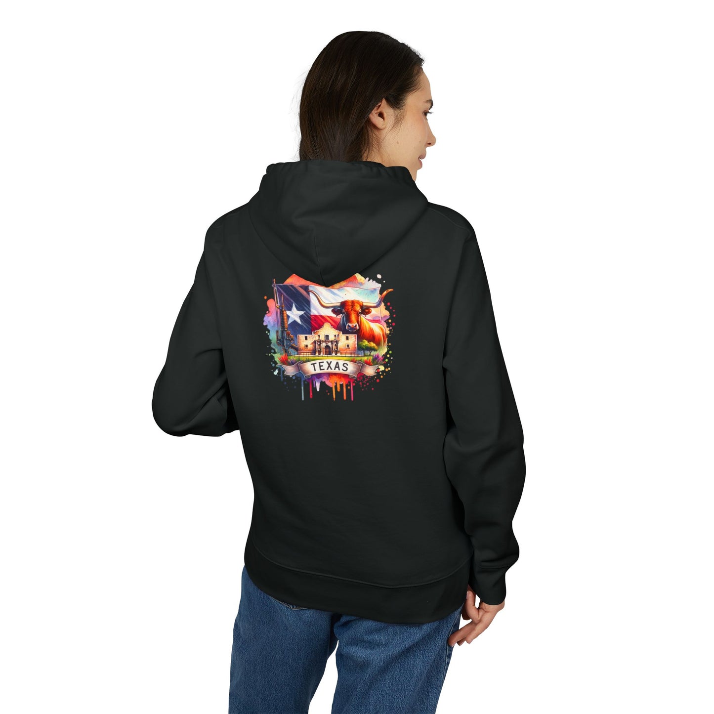 Texas Flag Skull Hoodie — Watercolor Lone Star Texas Pride Pullover