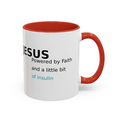Christian Diabetes Coffee Mug – "Powered by Faith and a Little Bit of Insulin" Accent Mug (11/15oz)