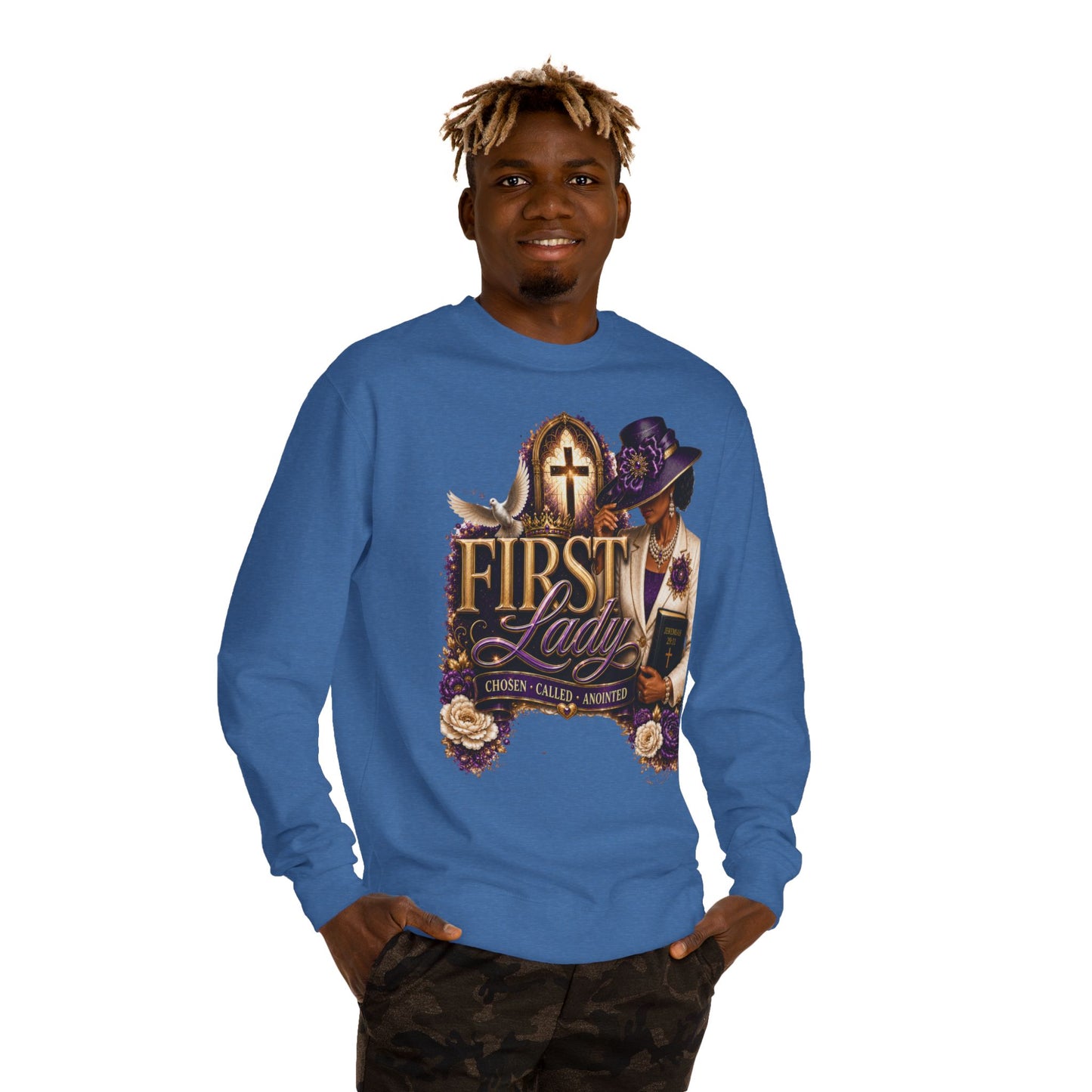 First Lady Church Sweatshirt – Christian Women’s Faith Graphic Crewneck
