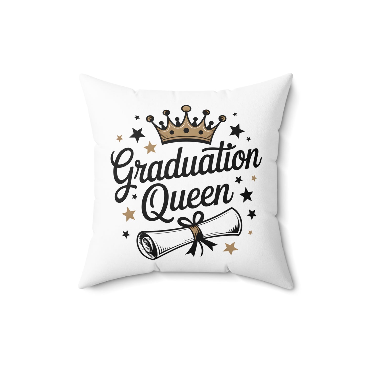 Graduation Queen Throw Pillow — Crown & Diploma Decorative Cushion for Grad Gifts