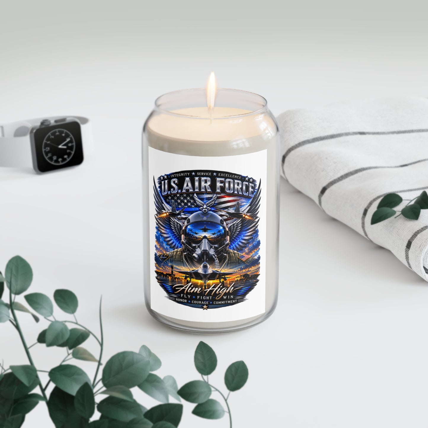 U.S. Air Force Scented Soy Candle – 'Aim High' 13.75oz Memorial Gift