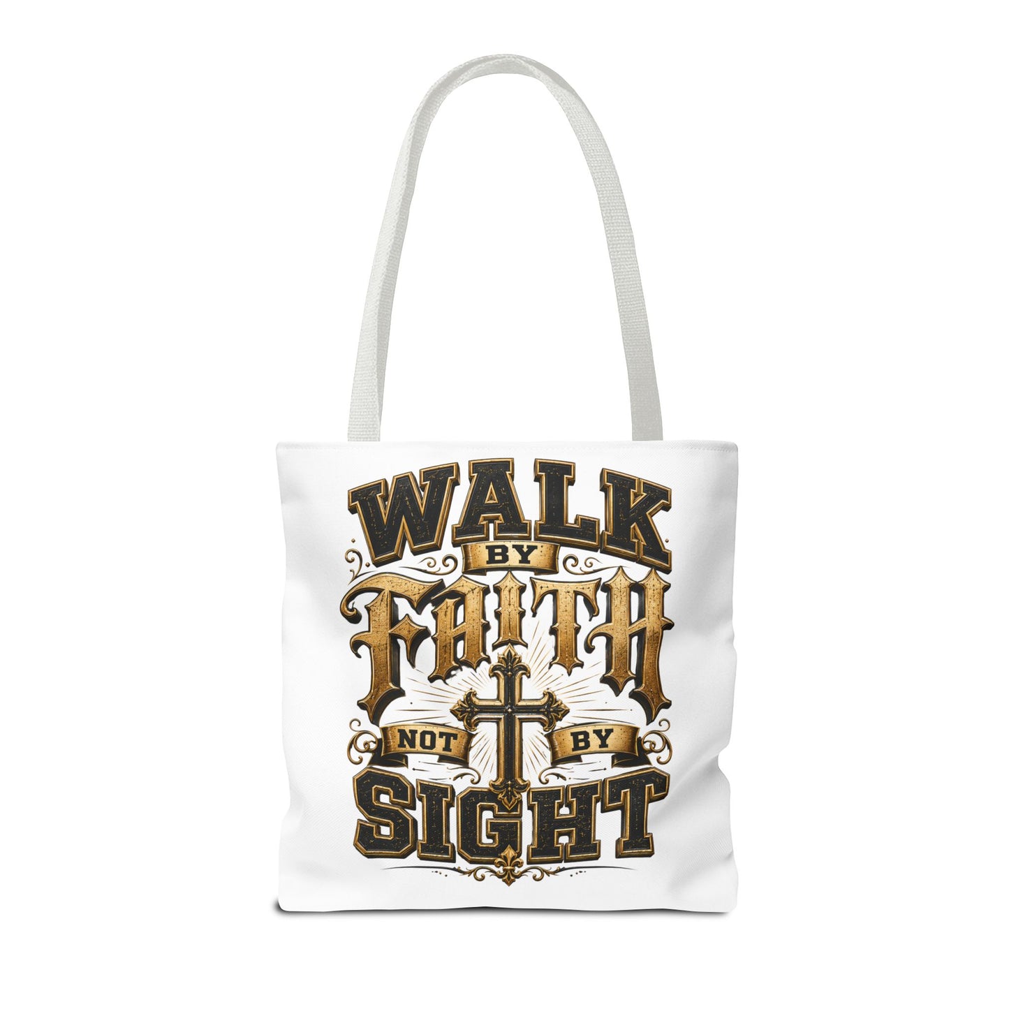 Walk by Faith Tote Bag — Christian Inspirational Cross Tote