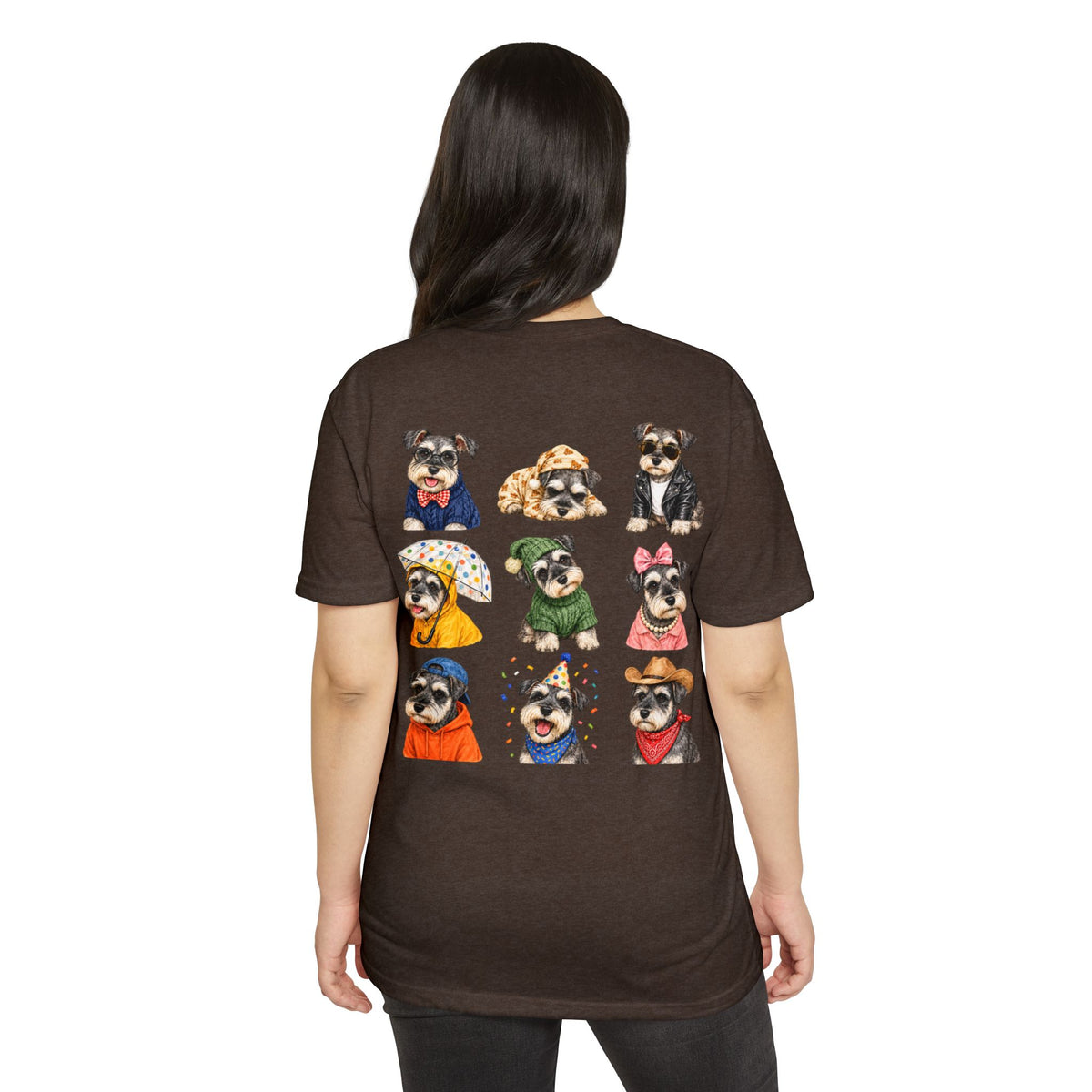 Schnauzer Crew Portrait T‑Shirt — Cute Dogs in Costumes Tee