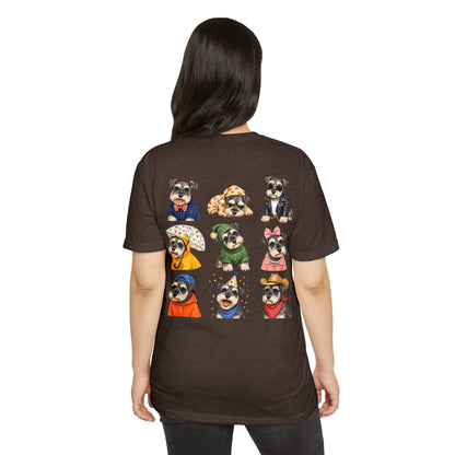 Schnauzer Crew Portrait T‑Shirt — Cute Dogs in Costumes Tee