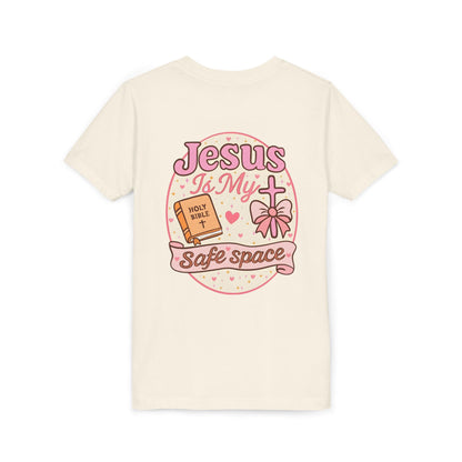 Youth Tee — "Jesus Is My Safe Space" Christian Kids T-Shirt