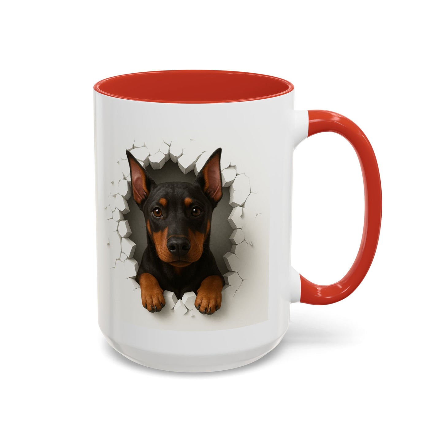 Doberman Peekaboo Accent Coffee Mug – Cute Dog Lover Gift (11/15oz)