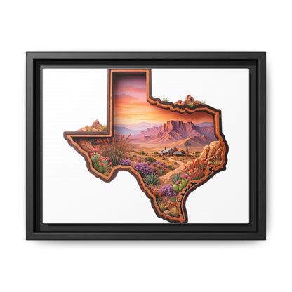 Framed Texas Landscape Matte Canvas — Desert Sunset State Art Print
