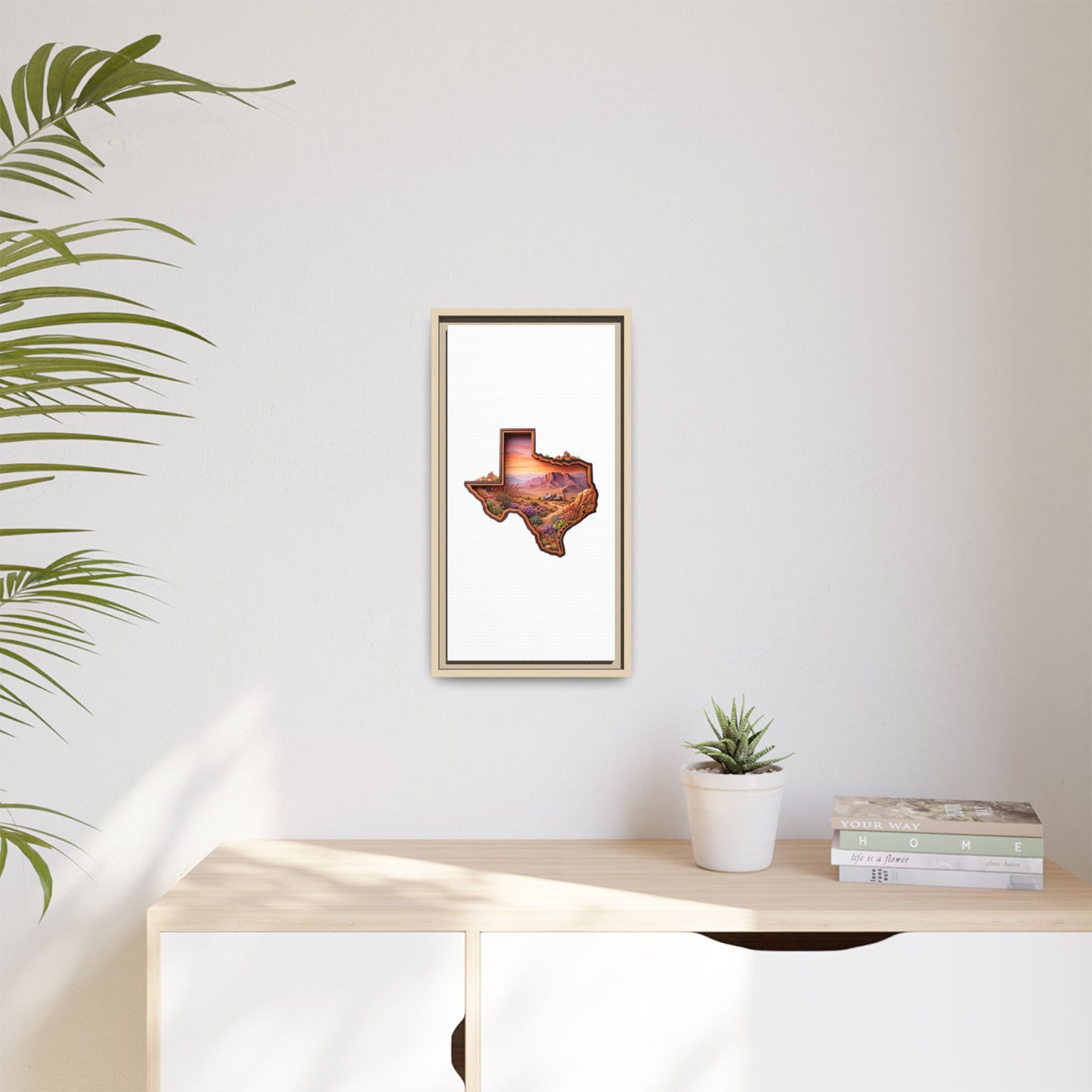 Framed Texas Landscape Matte Canvas — Desert Sunset State Art Print