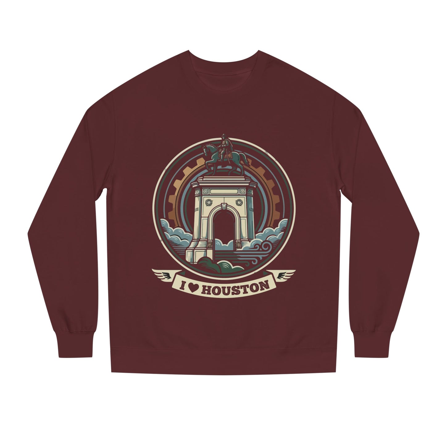 Houston Arch Retro Crewneck Sweatshirt — I  Houston Graphic