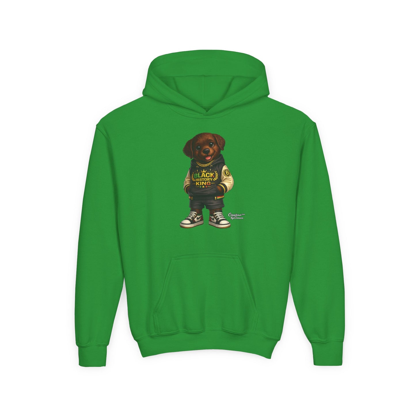 Youth Hoodie — 'Black History Kid' Puppy Graphic Sweatshirt