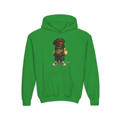Youth Hoodie — 'Black History Kid' Puppy Graphic Sweatshirt