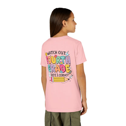 Watch Out Fourth Grade Here I Come Youth T‑Shirt — Back to School Kids Tee