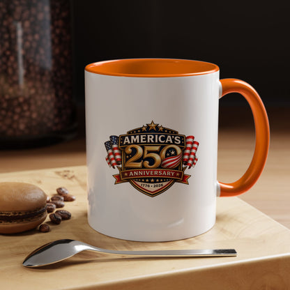 25th Anniversary America Accent Coffee Mug — Patriotic Flag Keepsake (11/15 oz)
