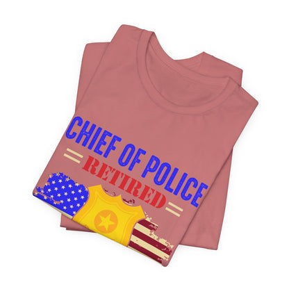 Retired Chief of Police T-Shirt — American Flag Badge Retirement Tee
