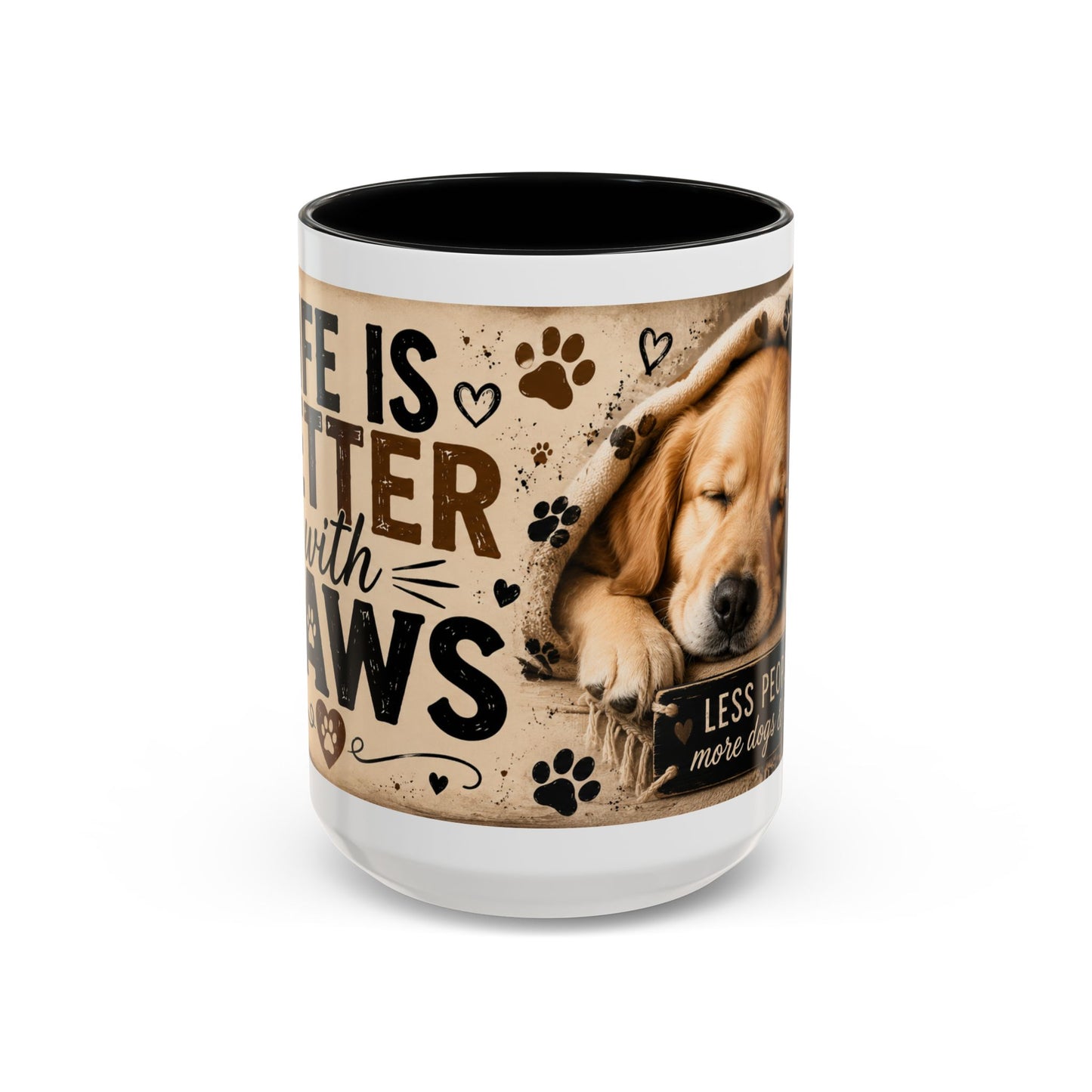 Dog & Cat Coffee Mug - "Less People, More Dogs & Cats" Accent Ceramic Mug