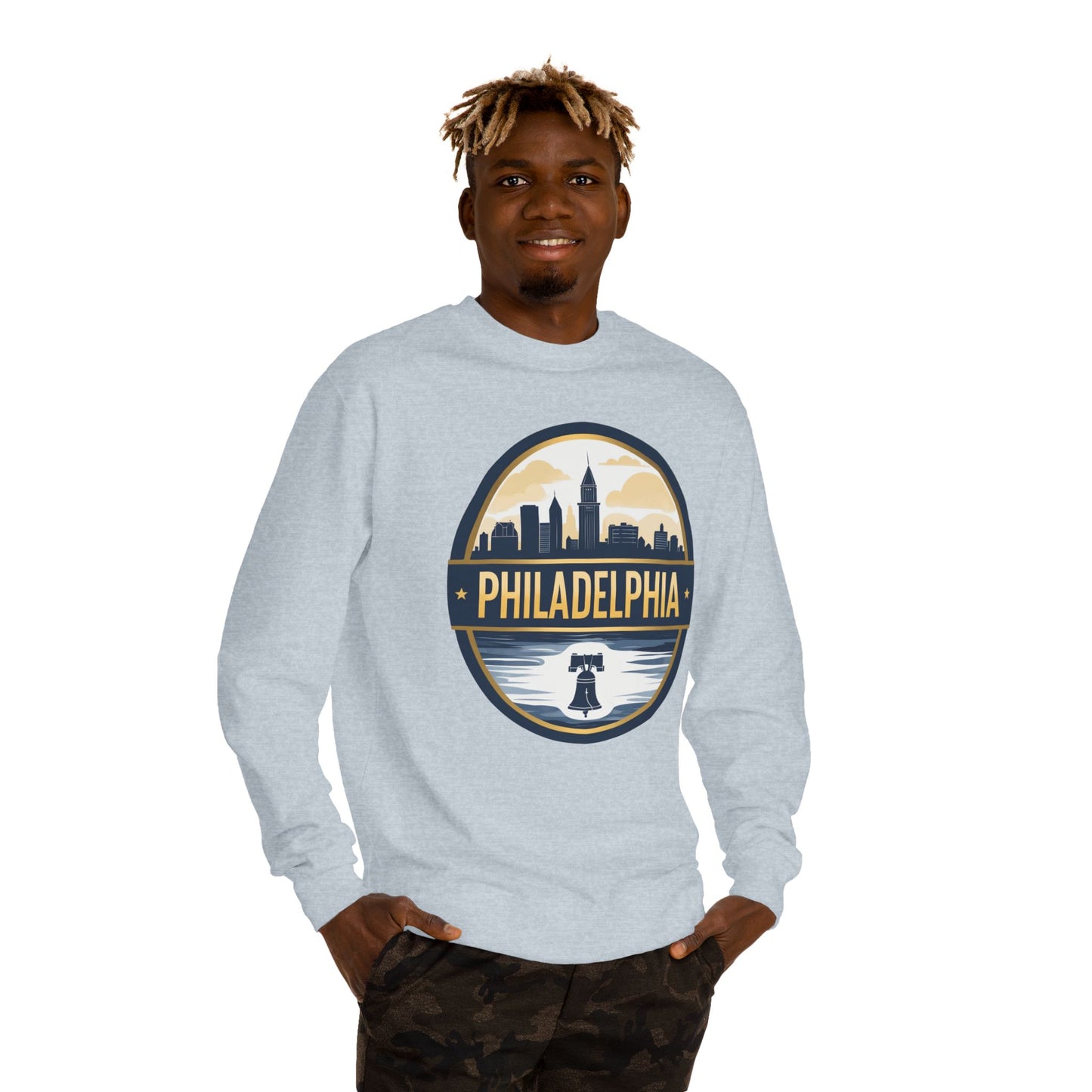 Philadelphia Skyline Crewneck Sweatshirt — Retro Liberty Bell Cityscape