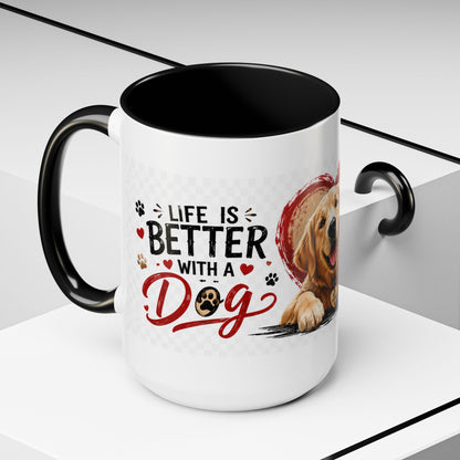 Pawsitive Vibes Coffee Mug - "Wag More, Worry Less" Dog Lover Accent Mug