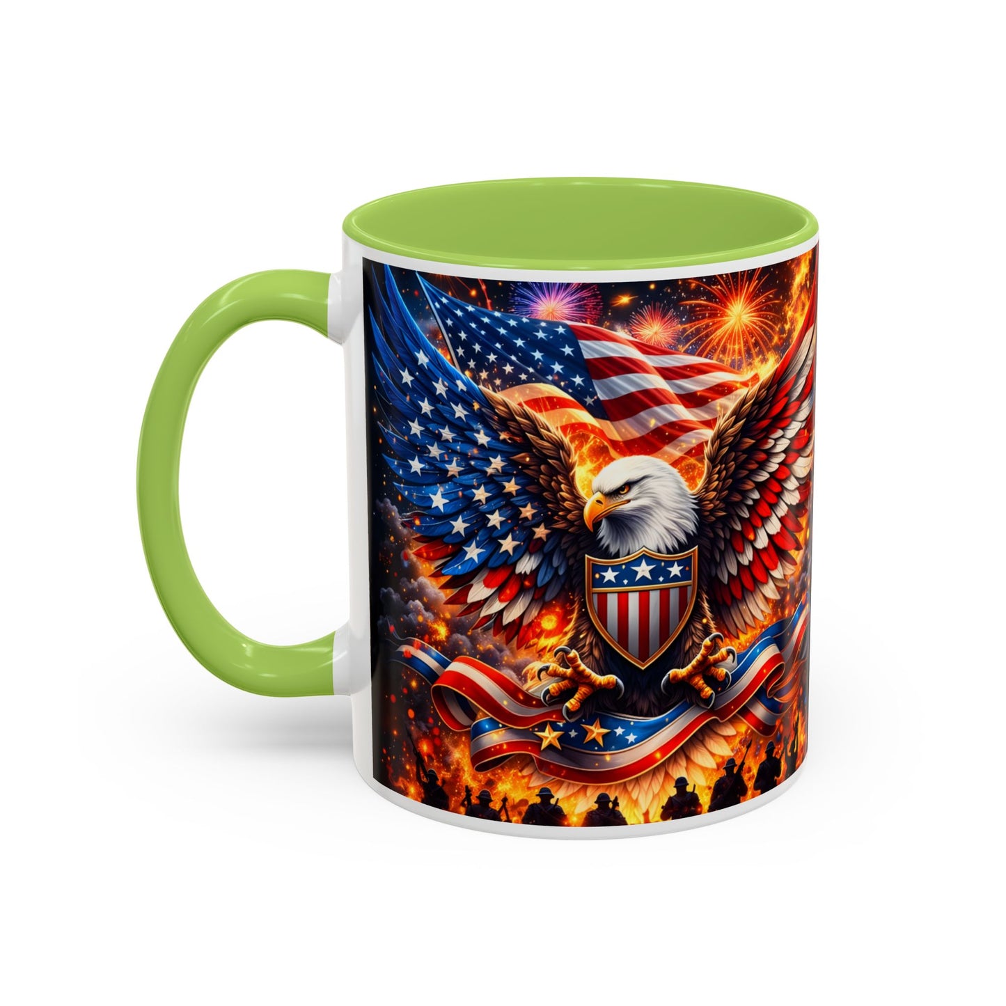 Patriotic Eagle Coffee Mug — American Flag Bald Eagle Accent Mug (11/15oz)