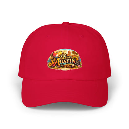 I Love Austin Dad Cap — Floral Heart City Pride Baseball Hat