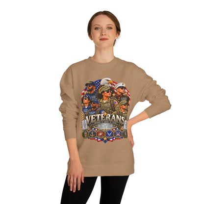 Veterans Tribute Sweatshirt — Patriotic Military Emblems & Eagle Crewneck