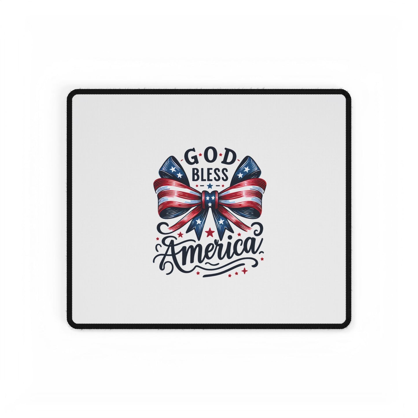 Patriotic "God Bless America" Desk Mat — USA Flag Bow Gaming & Office Desk Pad