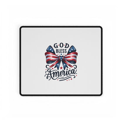 Patriotic "God Bless America" Desk Mat — USA Flag Bow Gaming & Office Desk Pad