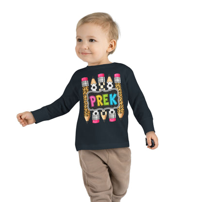 PREK Pencil Toddler Long Sleeve Tee — Cute Back-to-School Preschool Shirt