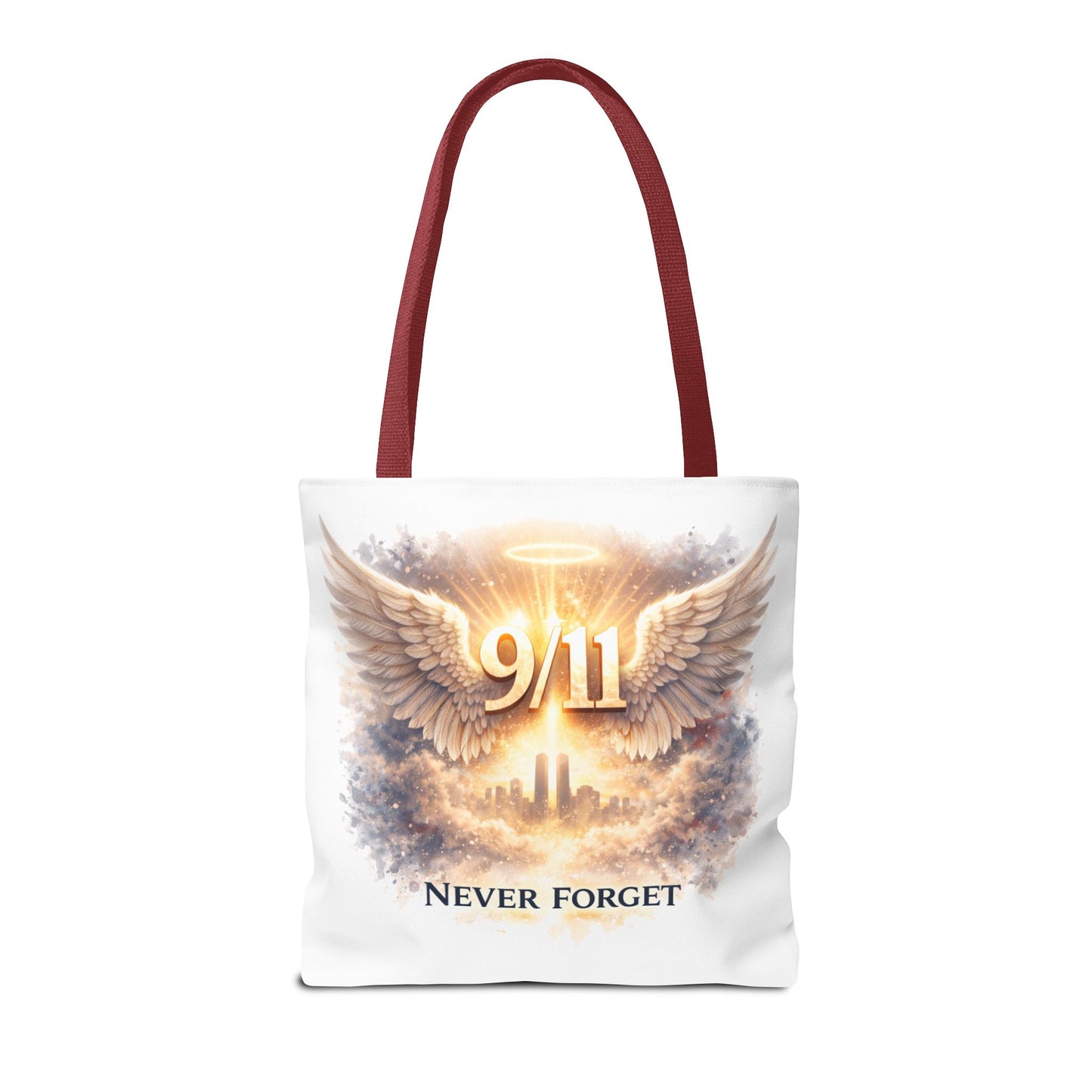 9/11 Memorial Tote Bag – 'Never Forget' Angel Wings Tribute