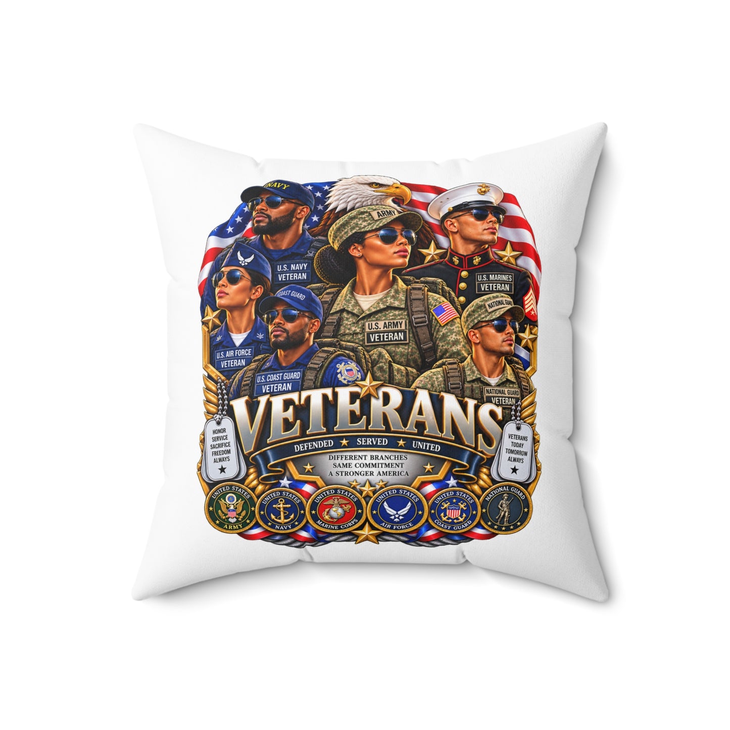 Veterans Tribute Pillow – Patriotic Military Veteran Throw Pillow