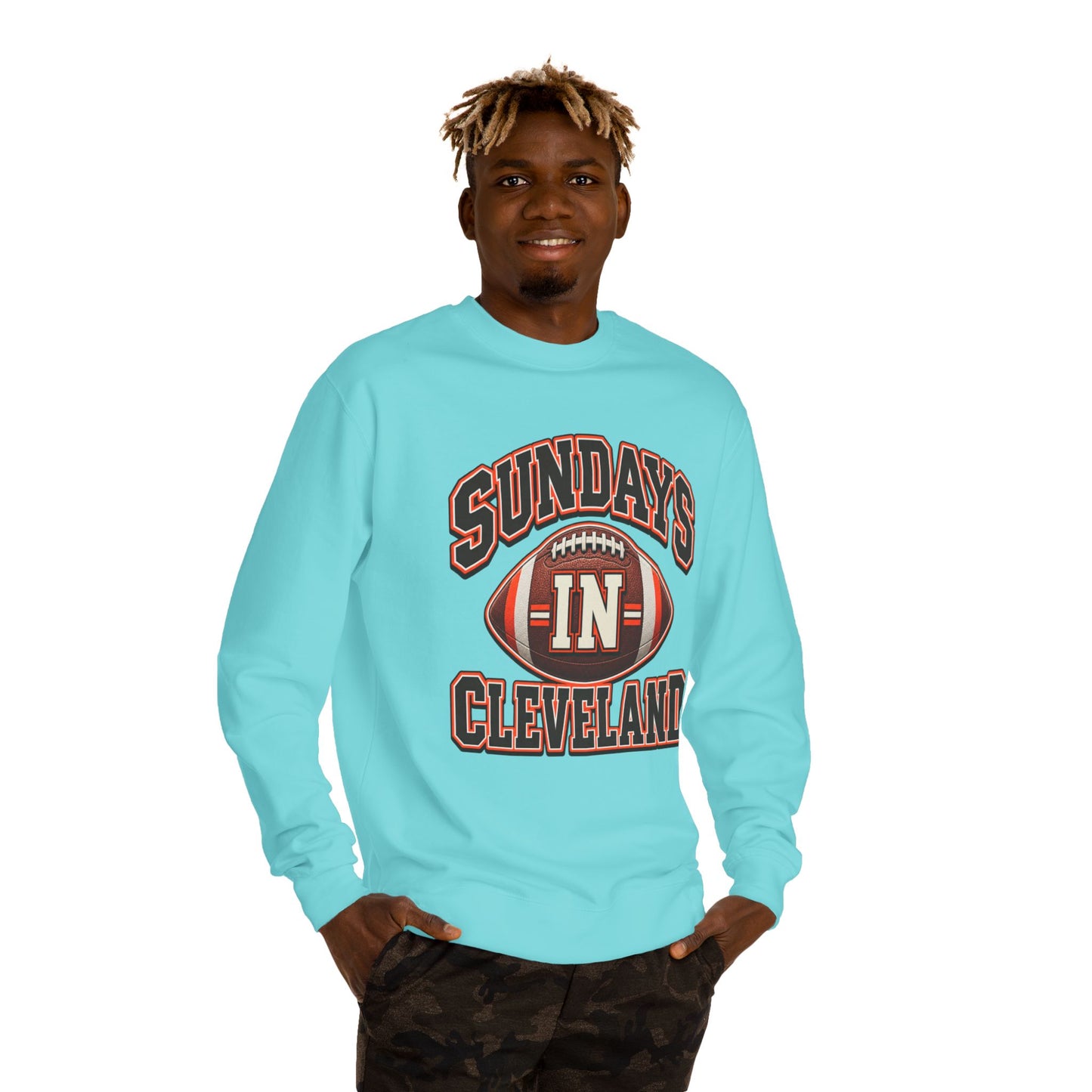 Sundays in Cleveland Football Crewneck Sweatshirt