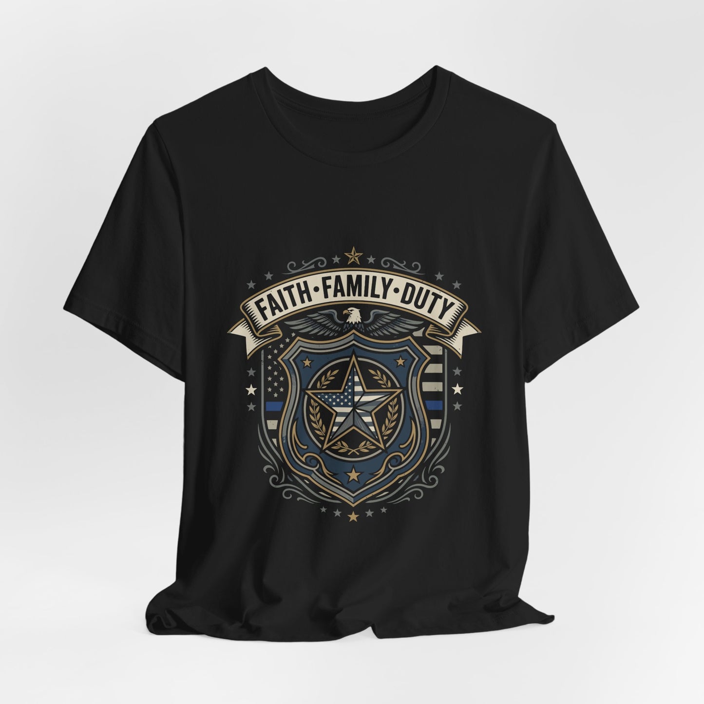 Police Badge Shield T‑Shirt — "Faith • Family • Duty" Graphic Tee