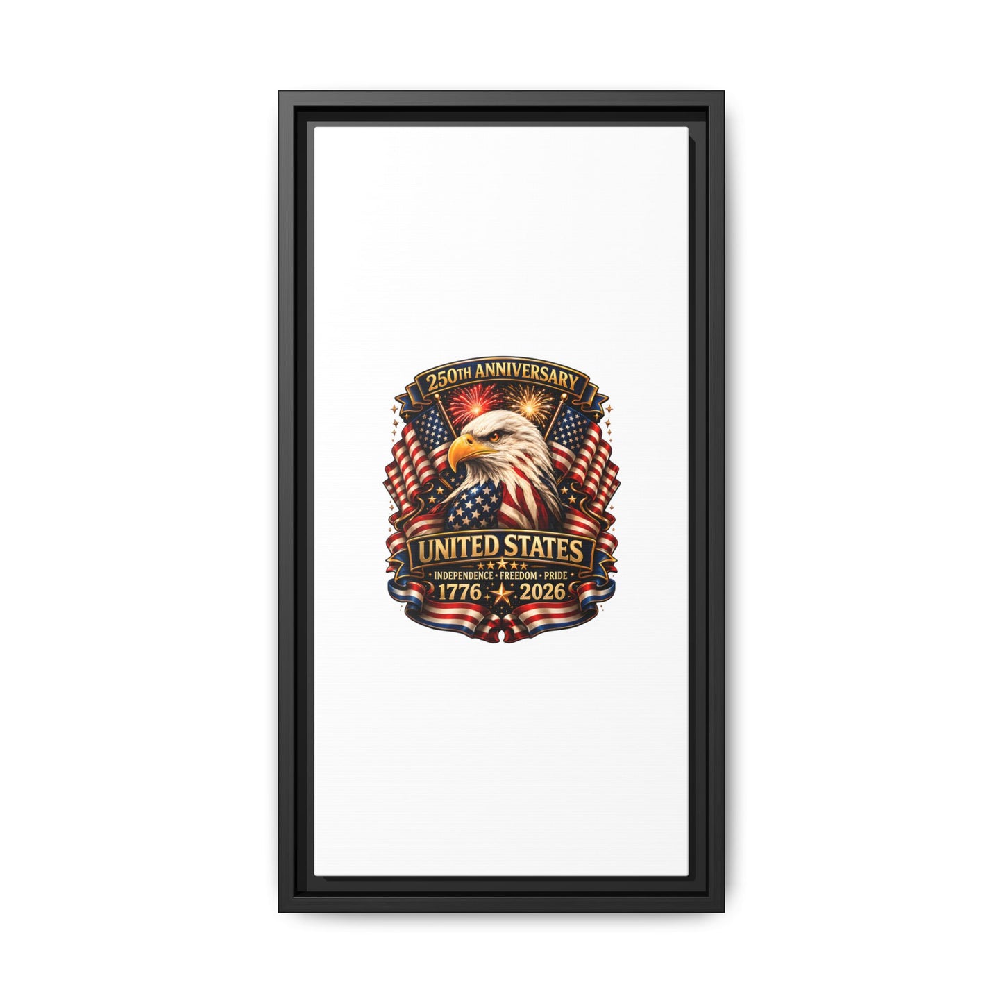 Patriotic Eagle 250th Anniversary Framed Canvas Print — United States 1776–2026